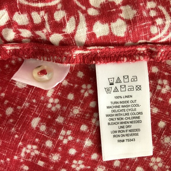 Rachel Zoe Dress Size M Red Bandana Print 100% Linen Pockets - Picture 6 of 9